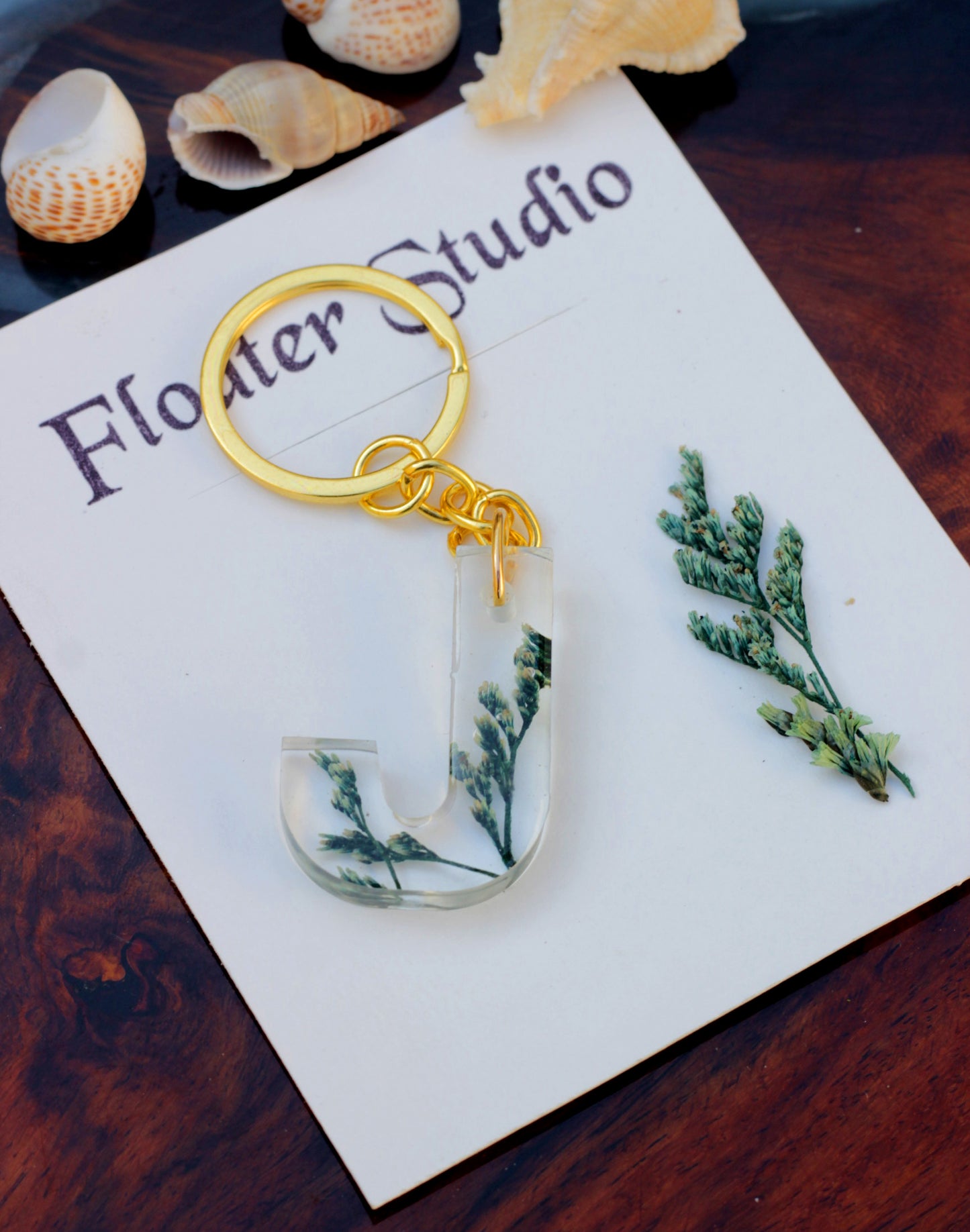 Alphabet Resin Keychain, Letter Keychain, Yellow and Pink Flower Resin Keychain