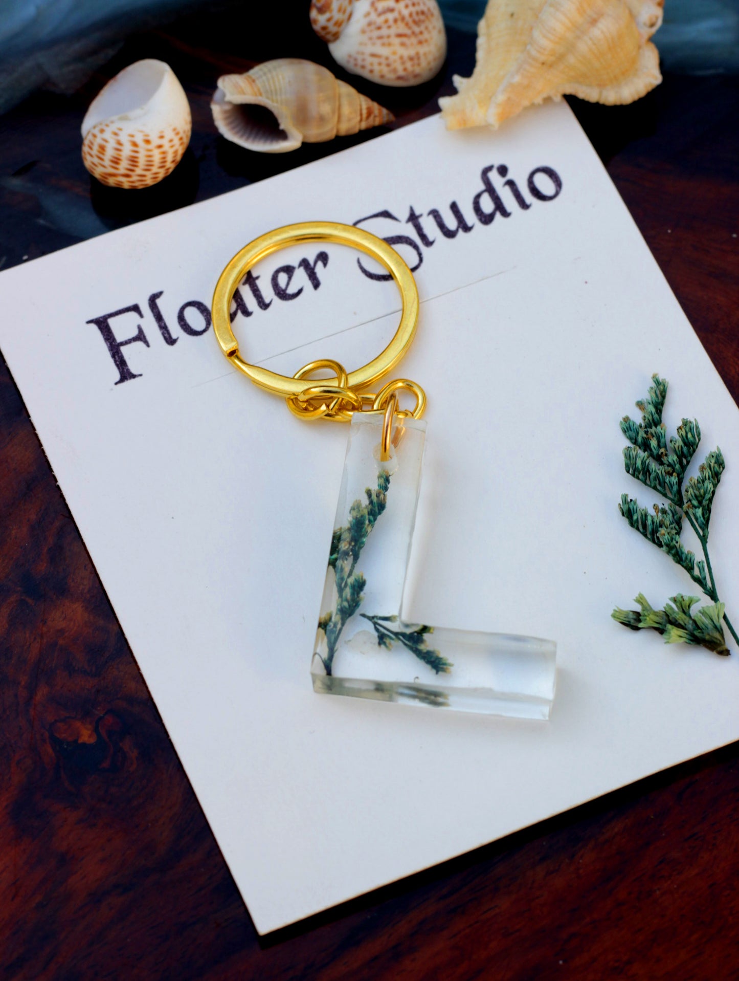 Alphabet Resin Keychain, Letter Keychain, Yellow and Pink Flower Resin Keychain
