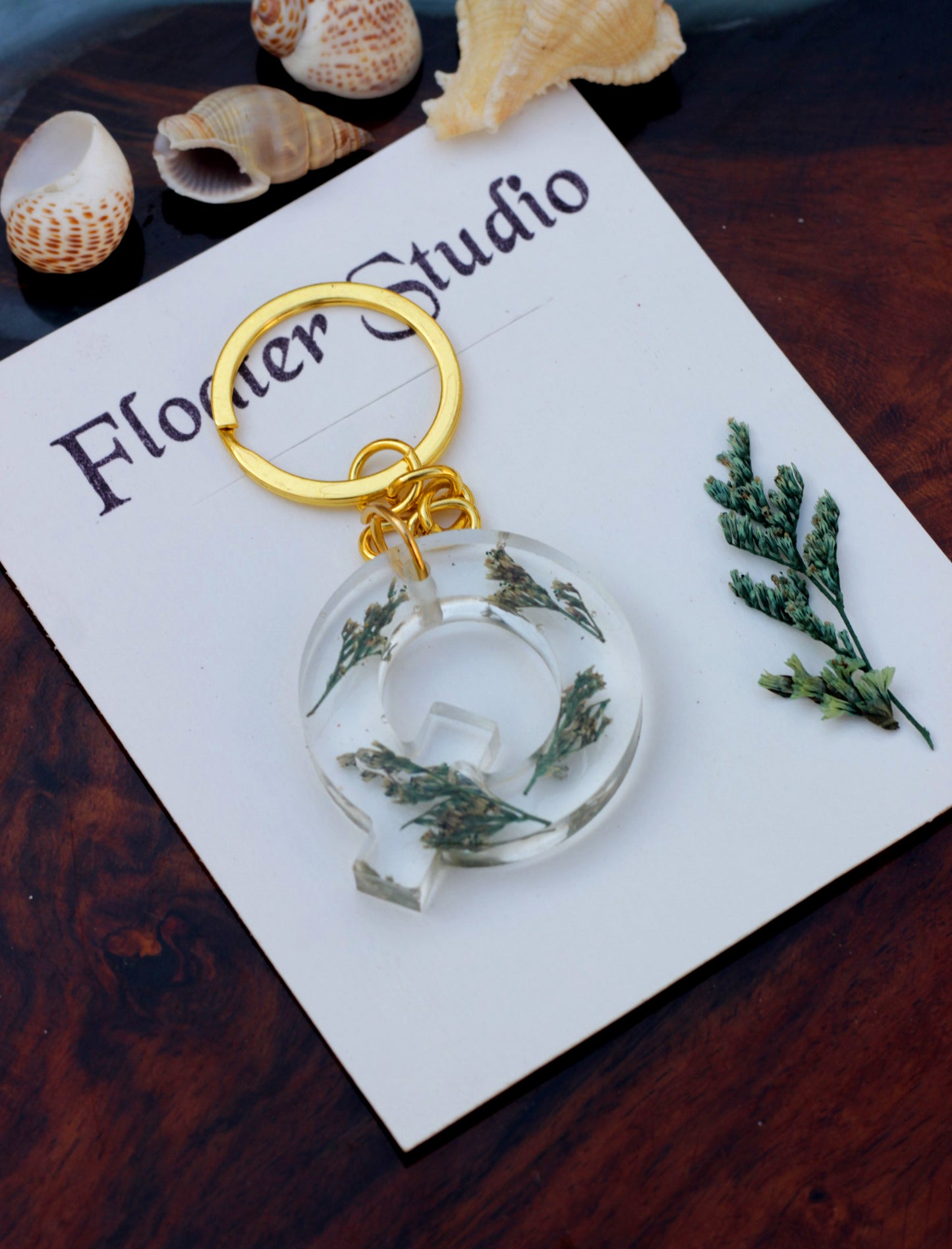 Alphabet Resin Keychain, Letter Keychain, Yellow and Pink Flower Resin Keychain