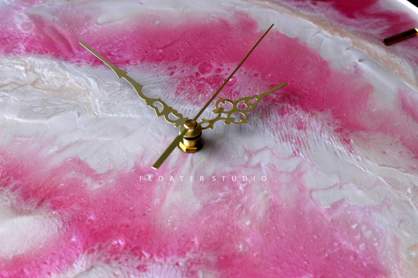 Pink and White Resin Clock, Resin Clock for Wall Décor, Size Available 14 inch, 16inch and 18 inch