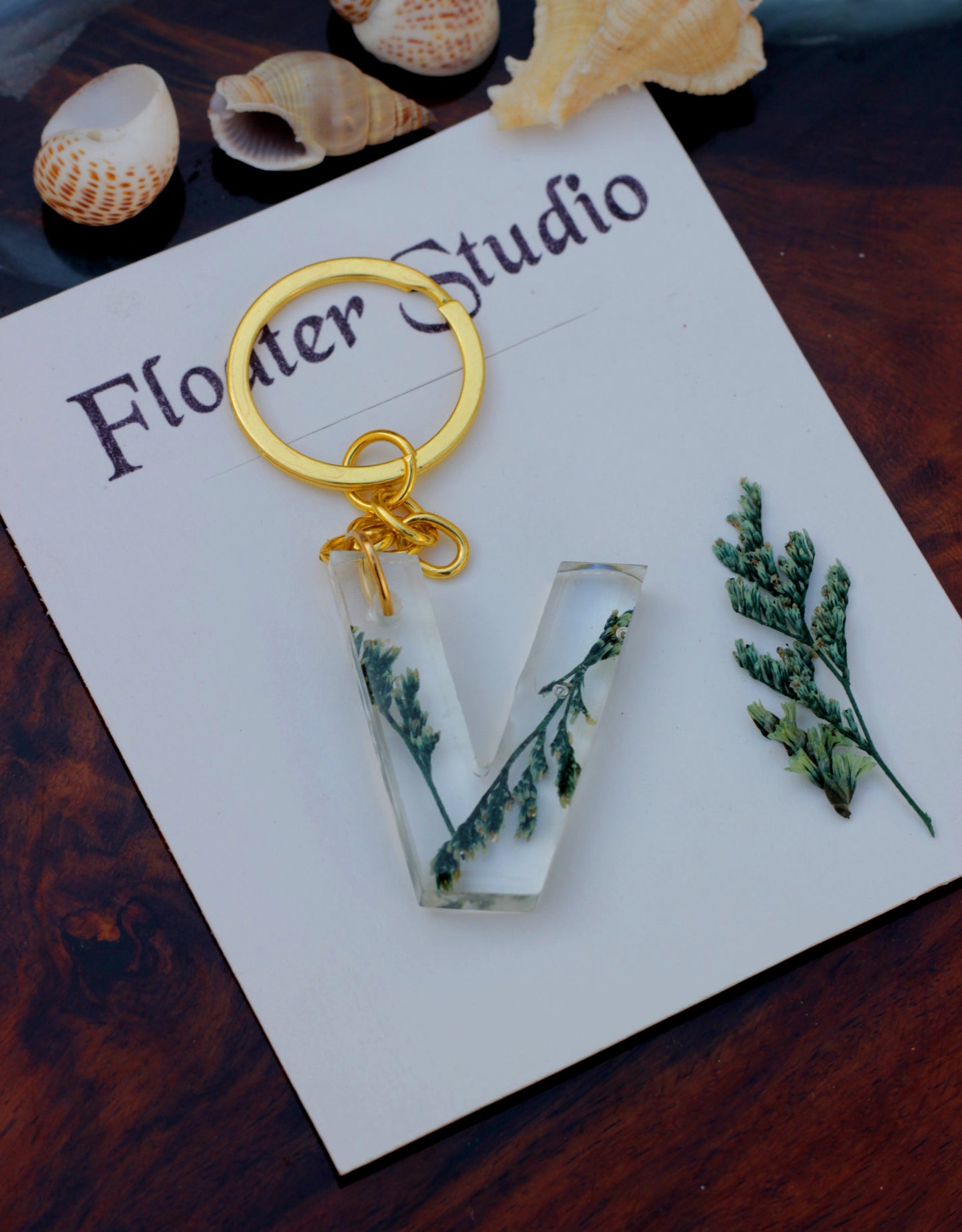 Alphabet Resin Keychain, Letter Keychain, Yellow and Pink Flower Resin Keychain