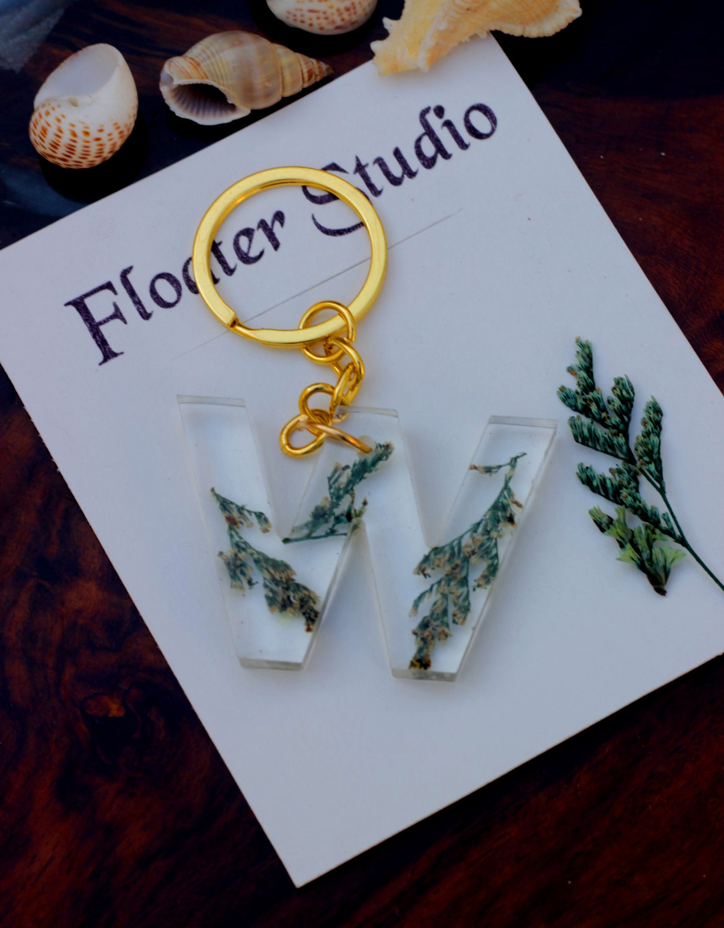 Alphabet Resin Keychain, Letter Keychain, Yellow and Pink Flower Resin Keychain