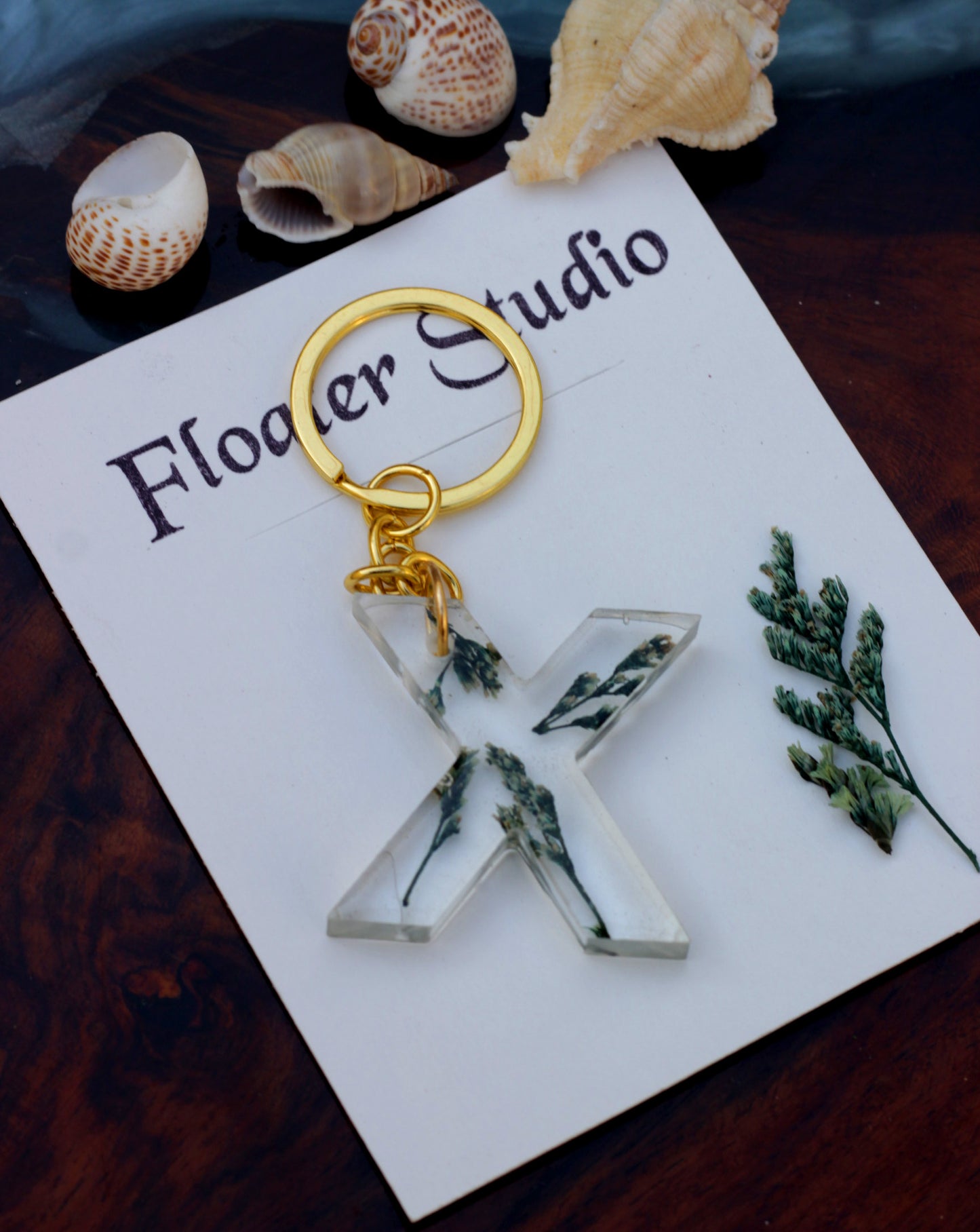 Alphabet Resin Keychain, Letter Keychain, Yellow and Pink Flower Resin Keychain