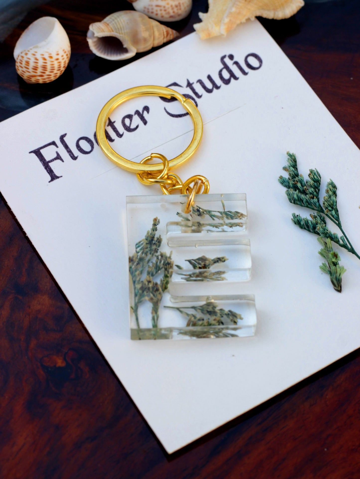 Alphabet Resin Keychain, Letter Keychain, Yellow and Pink Flower Resin Keychain