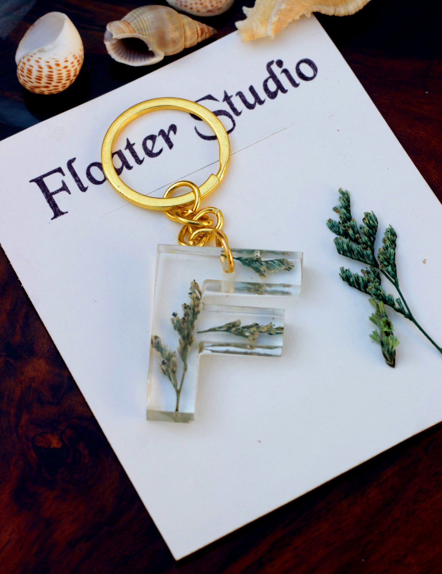 Alphabet Resin Keychain, Letter Keychain, Yellow and Pink Flower Resin Keychain