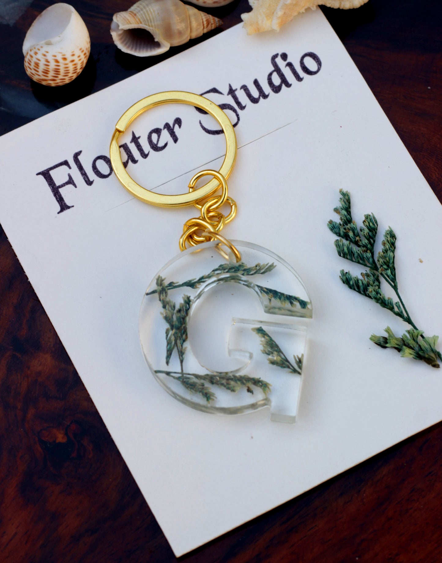 Alphabet Resin Keychain, Letter Keychain, Yellow and Pink Flower Resin Keychain