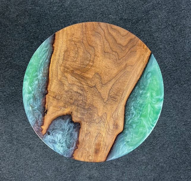 Resin Round Table, Light Green Pearl Color resin or wood Side Table