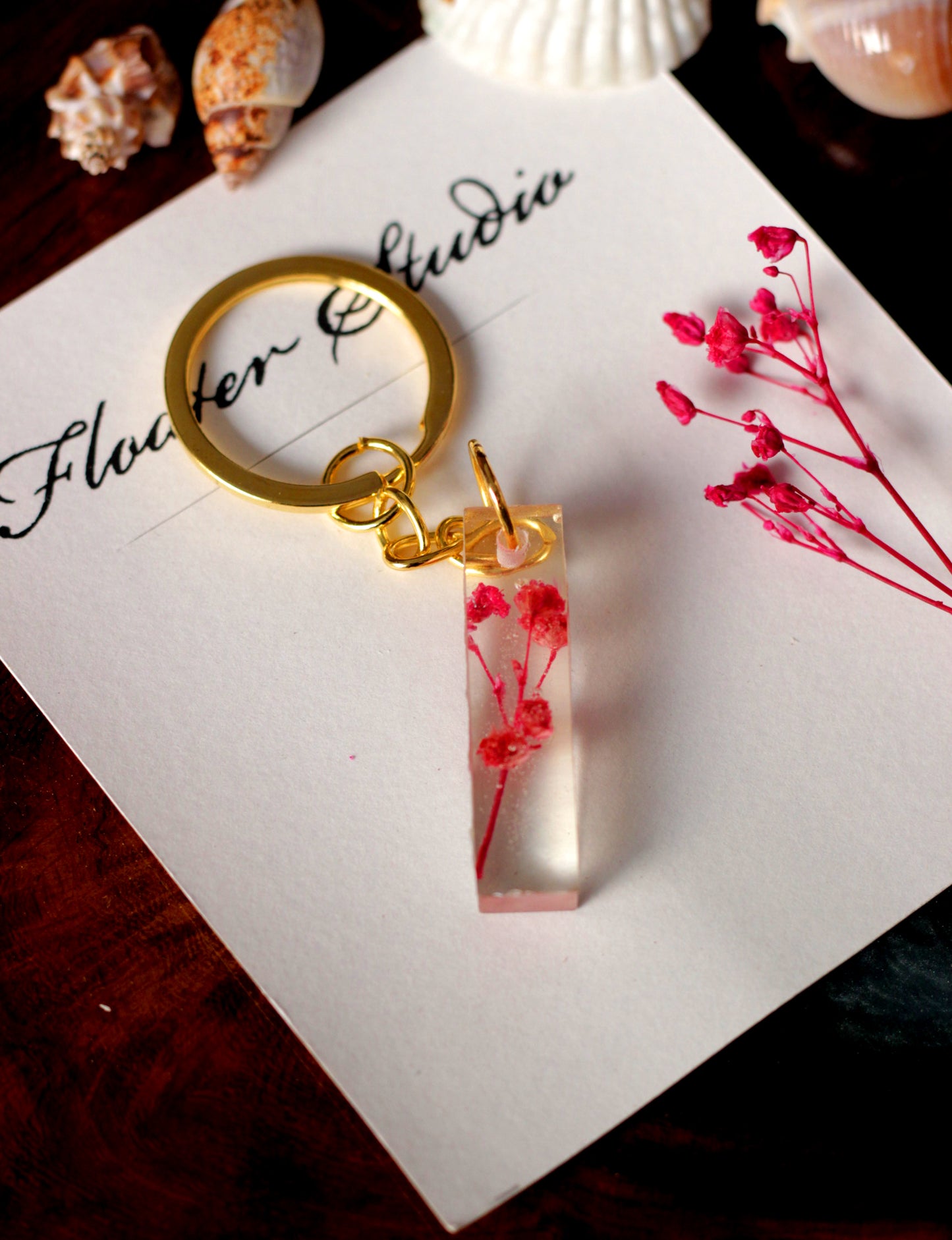 Alphabet Resin Keychain, Letter Keychain, Yellow and Pink Flower Resin Keychain