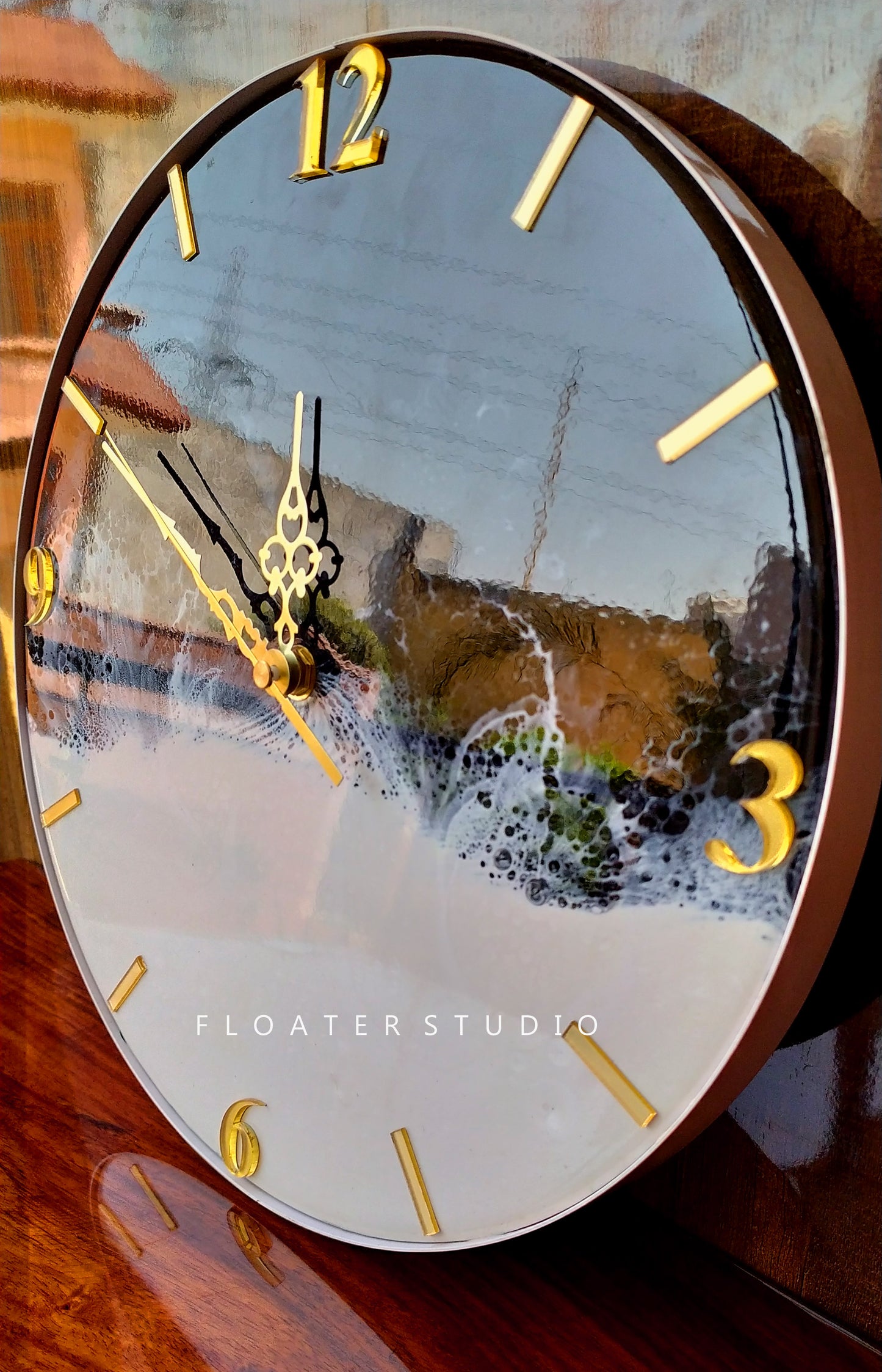 Black and White Resin Clock, Resin Clock for home décor, wall decoration