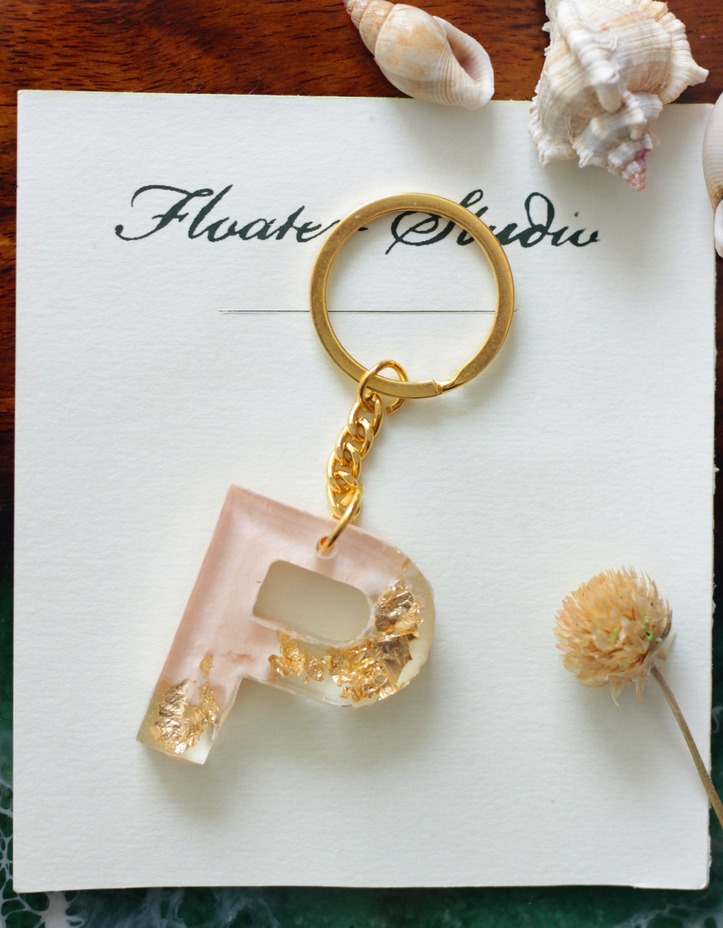 Resin Letter Key Chain, Resin Alphabet keychain, Baby Pink and Golden Color keychain, Resin keychain, Gold Keychain best gift ideas