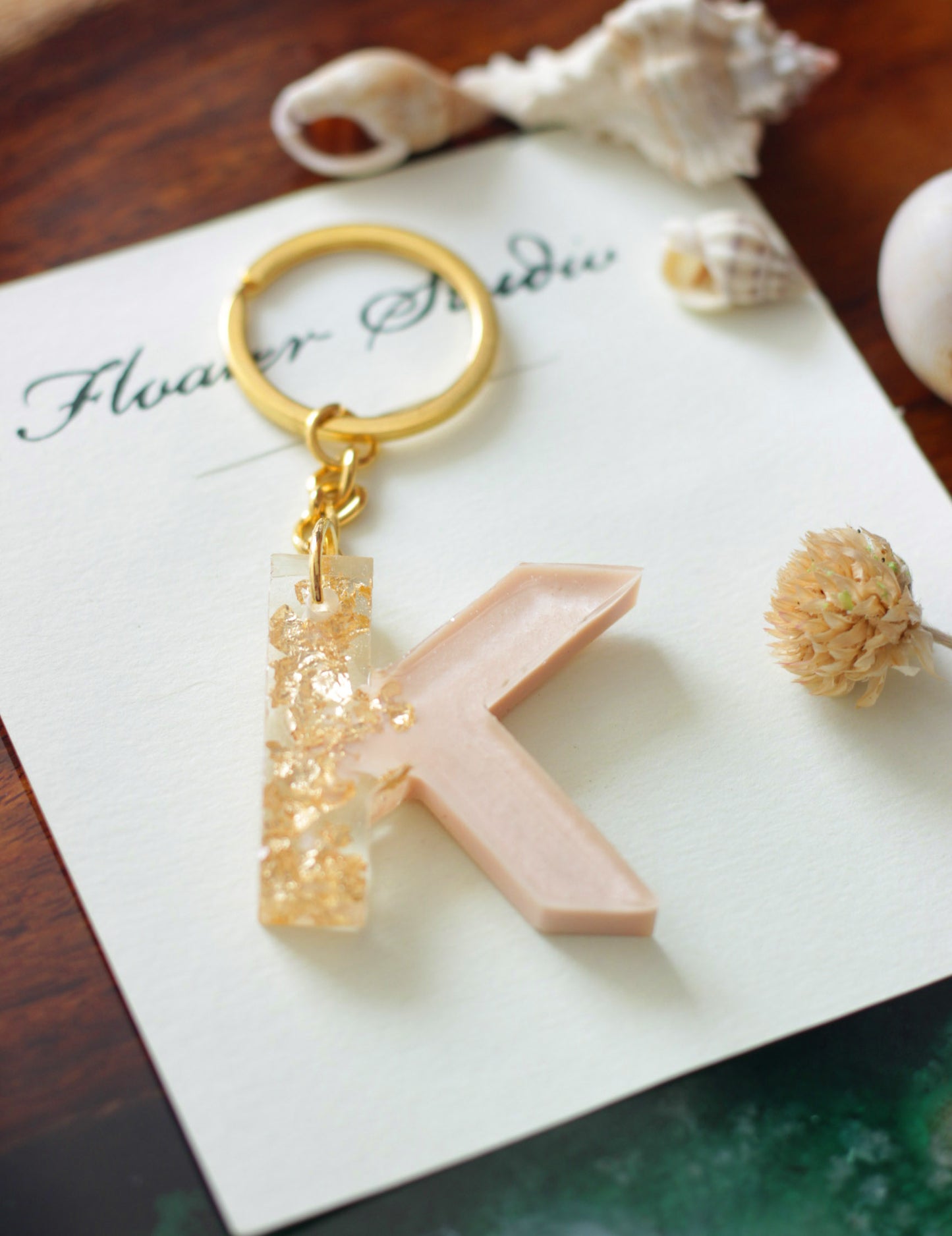 Resin Letter Key Chain, Resin Alphabet keychain, Baby Pink and Golden Color keychain, Resin keychain, Gold Keychain best gift ideas