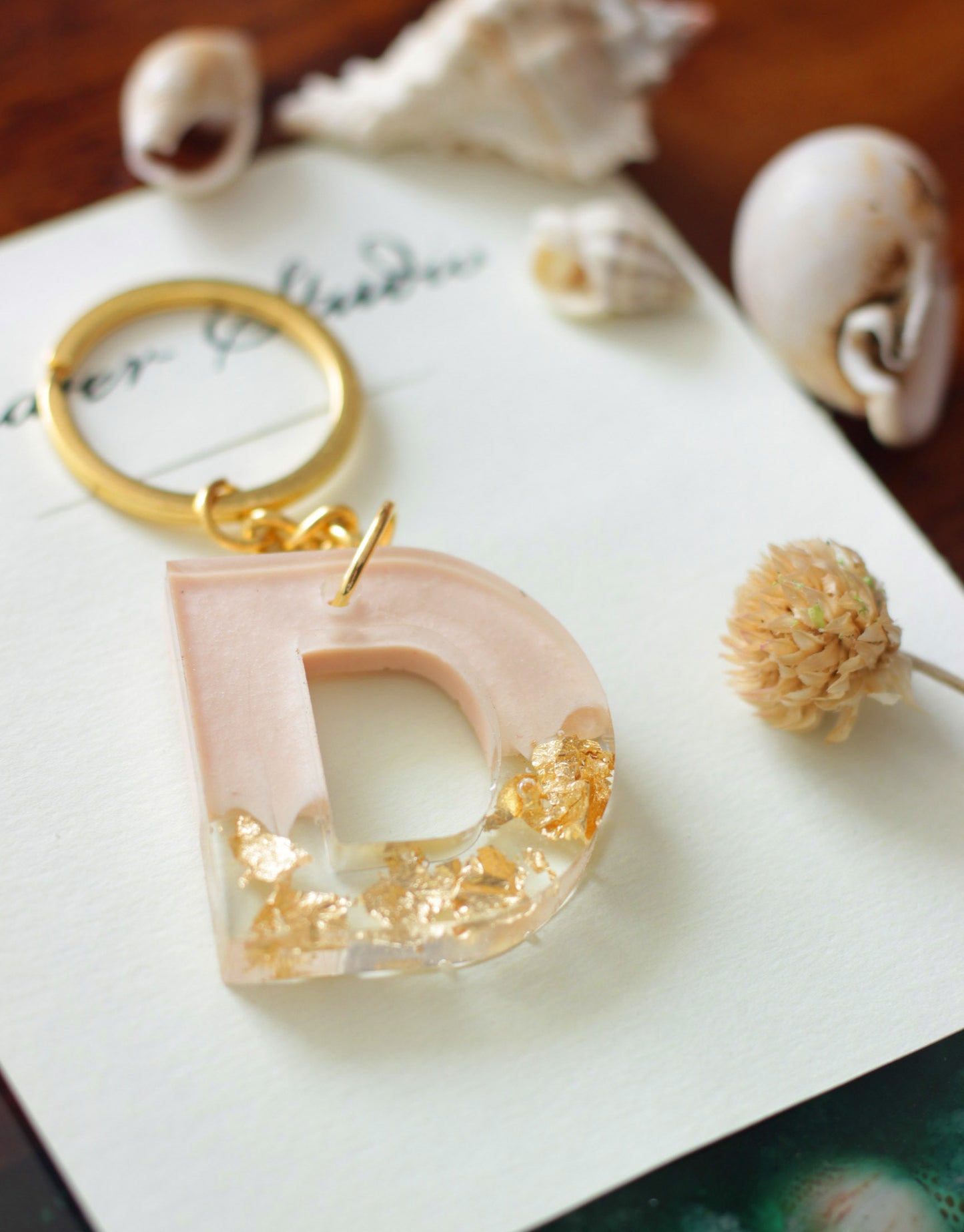 Resin Letter Key Chain, Resin Alphabet keychain, Baby Pink and Golden Color keychain, Resin keychain, Gold Keychain best gift ideas