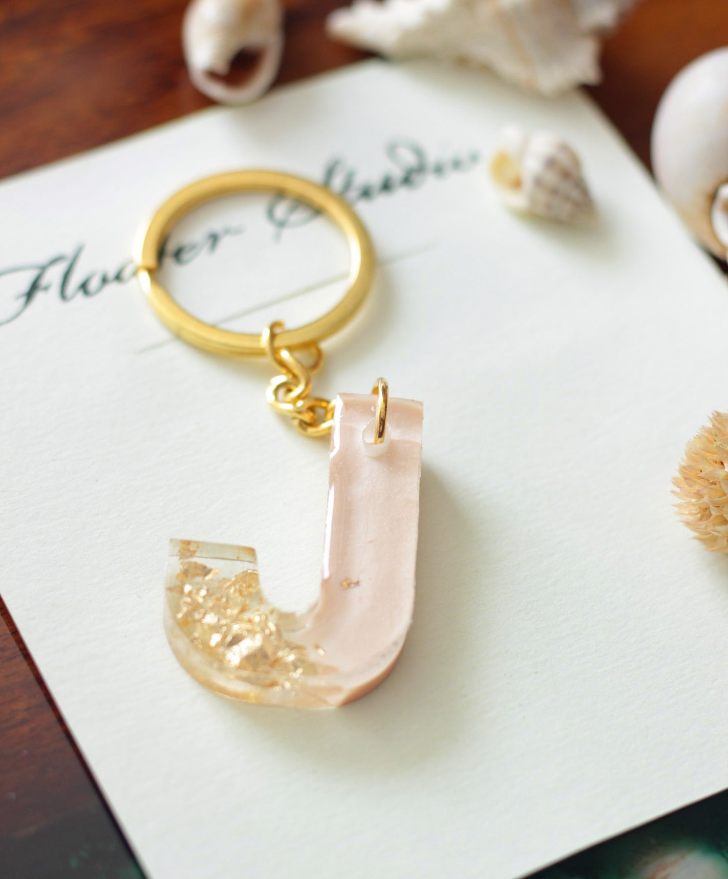 Resin Letter Key Chain, Resin Alphabet keychain, Baby Pink and Golden Color keychain, Resin keychain, Gold Keychain best gift ideas