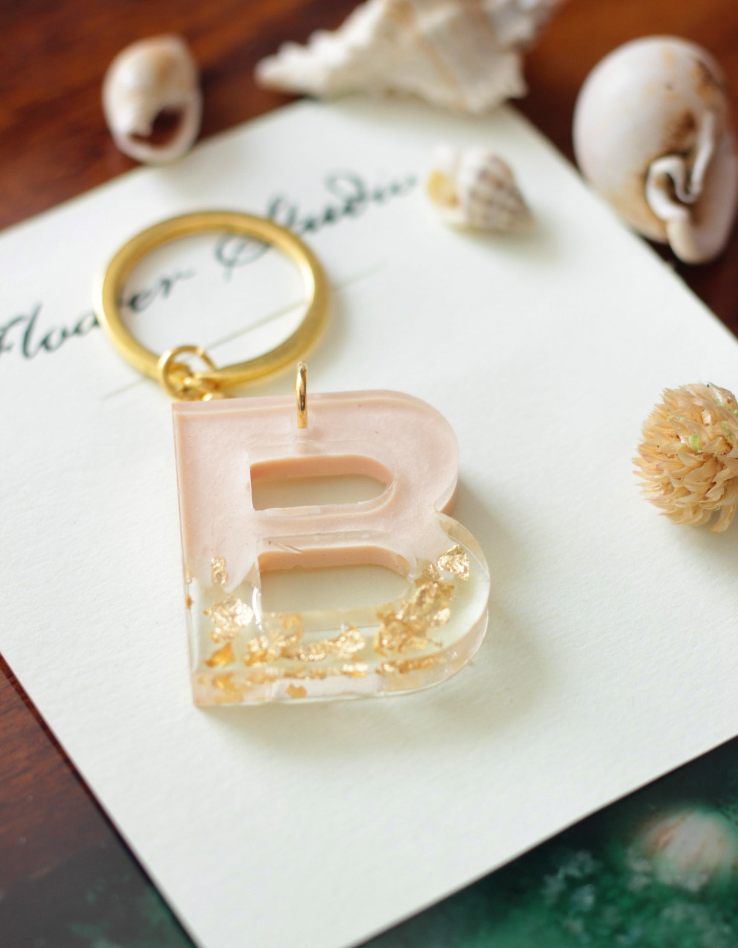 Resin Letter Key Chain, Resin Alphabet keychain, Baby Pink and Golden Color keychain, Resin keychain, Gold Keychain best gift ideas