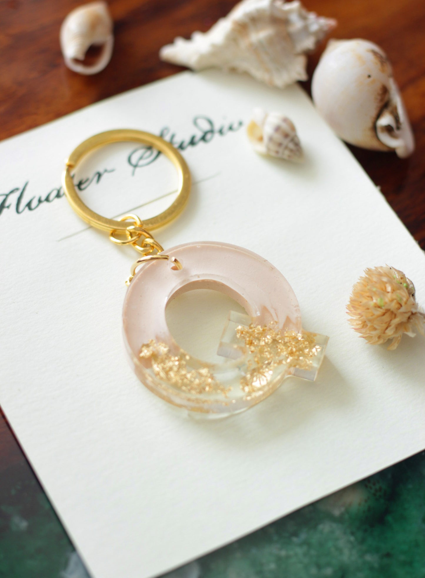 Resin Letter Key Chain, Resin Alphabet keychain, Baby Pink and Golden Color keychain, Resin keychain, Gold Keychain best gift ideas