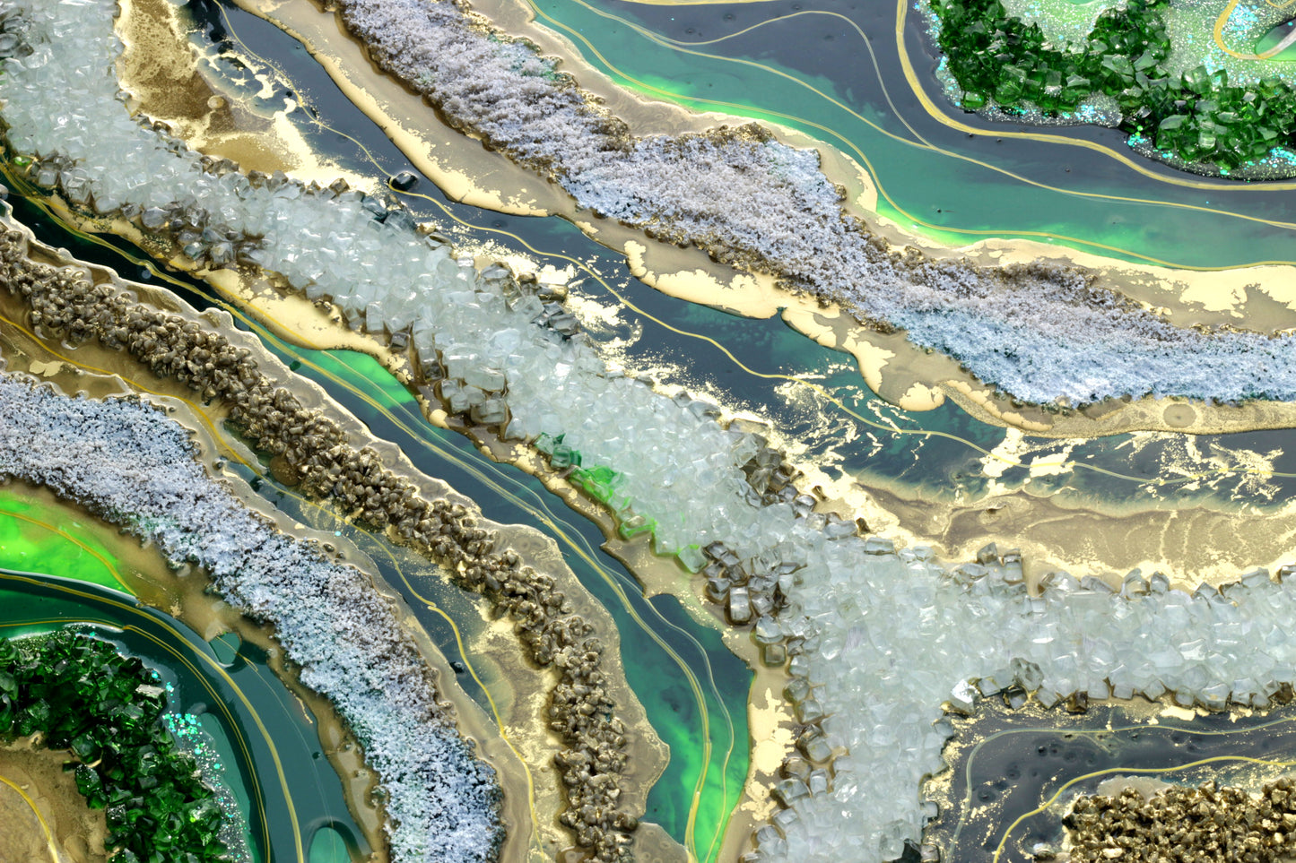 Resin Geode Panel, Green Golden Resin wall Geode Panel, Wall Decor, Customization Available