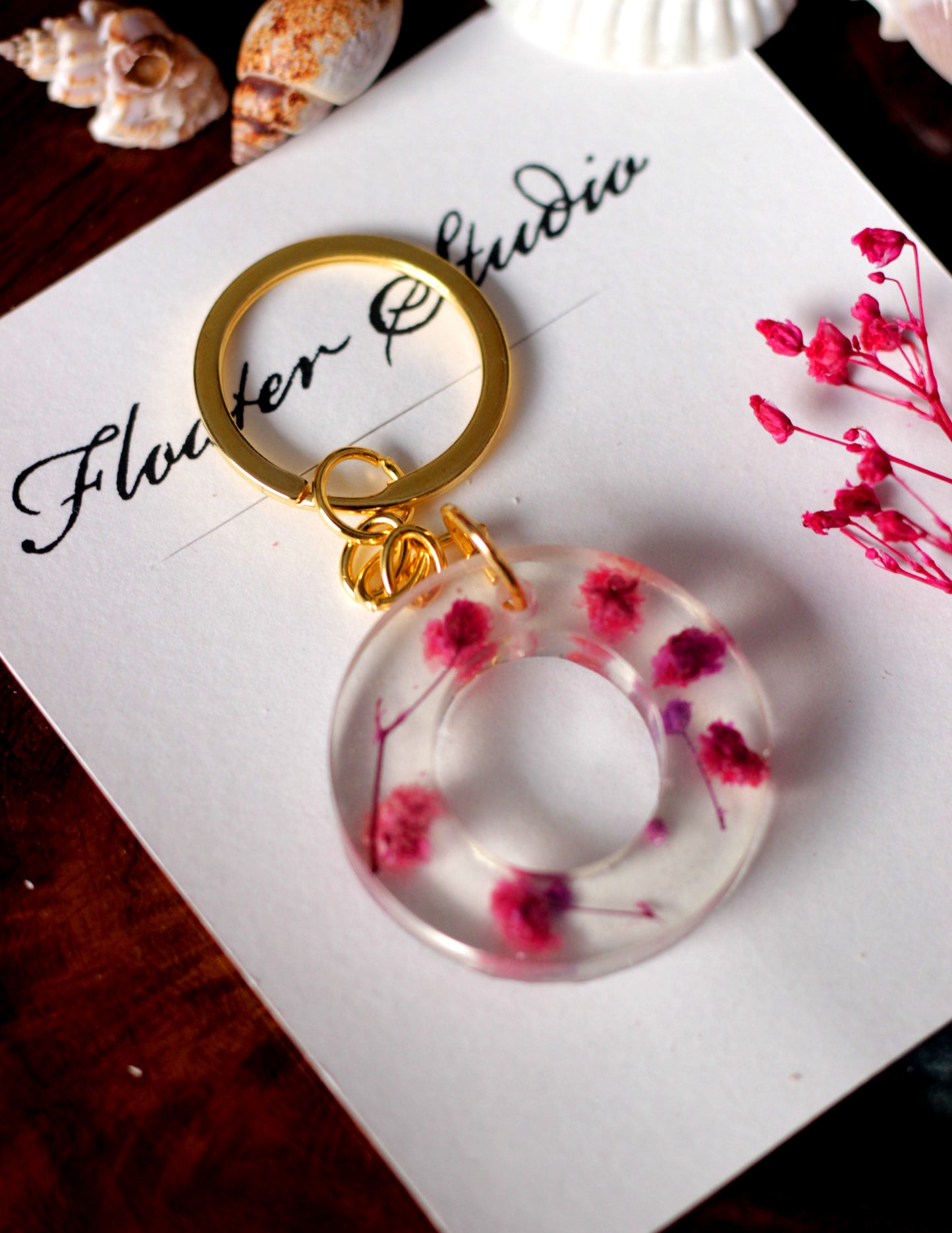 Alphabet Resin Keychain, Letter Keychain, Yellow and Pink Flower Resin Keychain