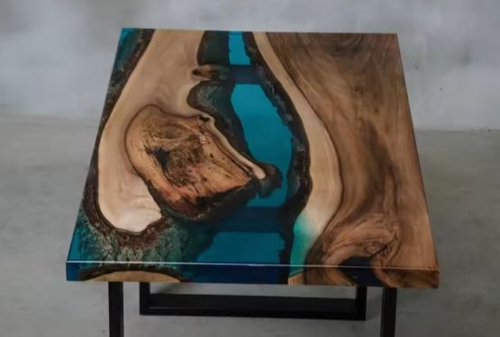 Epoxy Resin Center Table, White Resin Table, Resin River Table