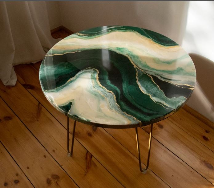 Resin Coffee Table, Round and Agate Shape Resin Table, Available in Different Sizes