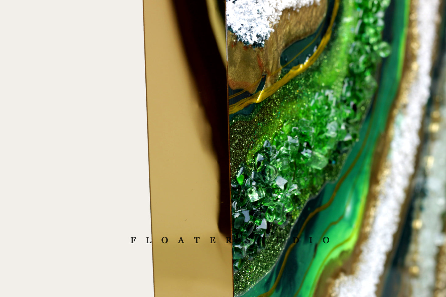 Resin Geode Panel, Green Golden Resin wall Geode Panel, Wall Decor, Customization Available