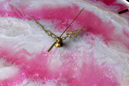 Pink and White Resin Clock, Resin Clock for Wall Décor, Size Available 14 inch, 16inch and 18 inch
