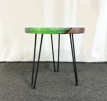 Resin Round Table, Light Green Pearl Color resin or wood Side Table
