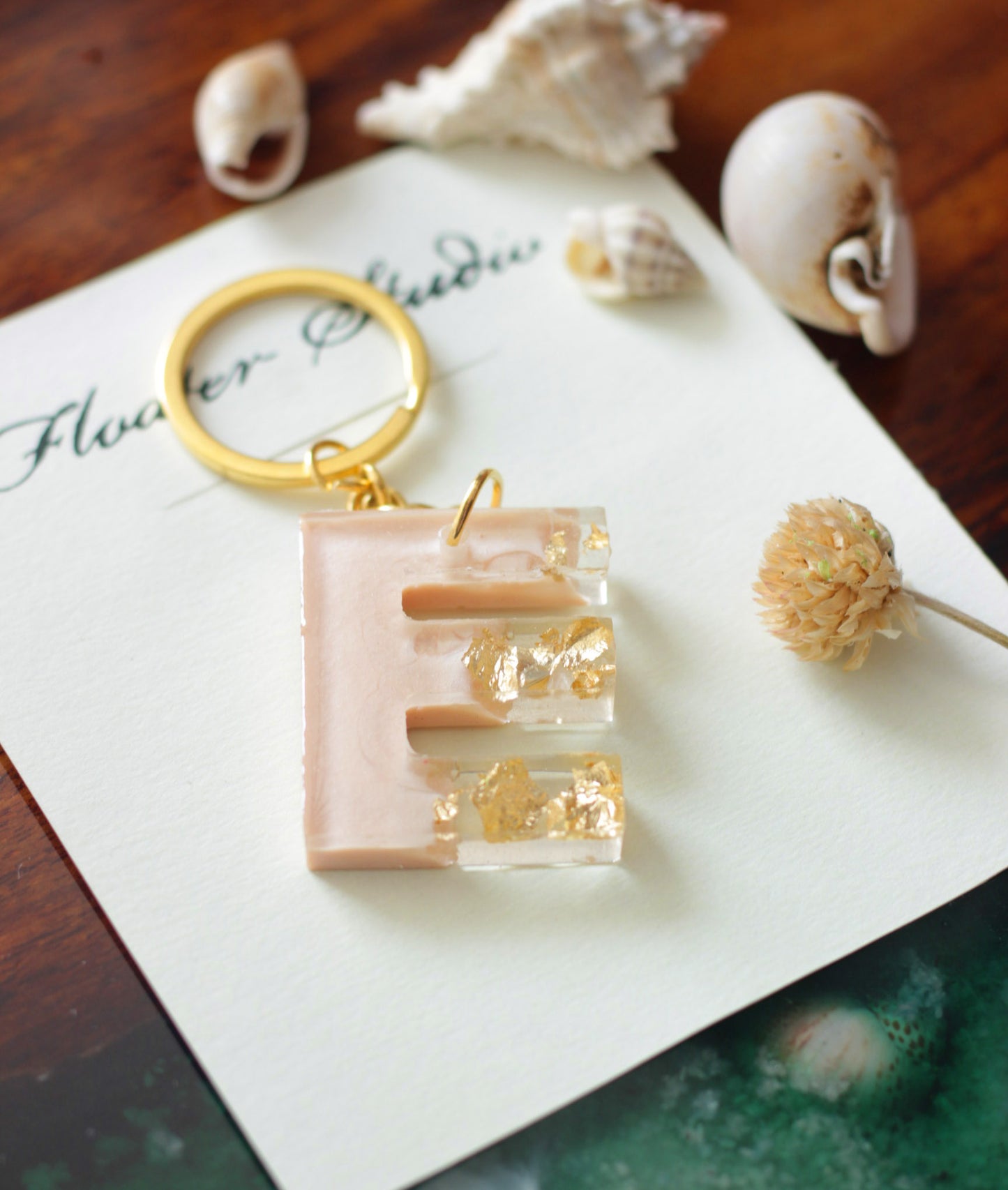 Resin Letter Key Chain, Resin Alphabet keychain, Baby Pink and Golden Color keychain, Resin keychain, Gold Keychain best gift ideas